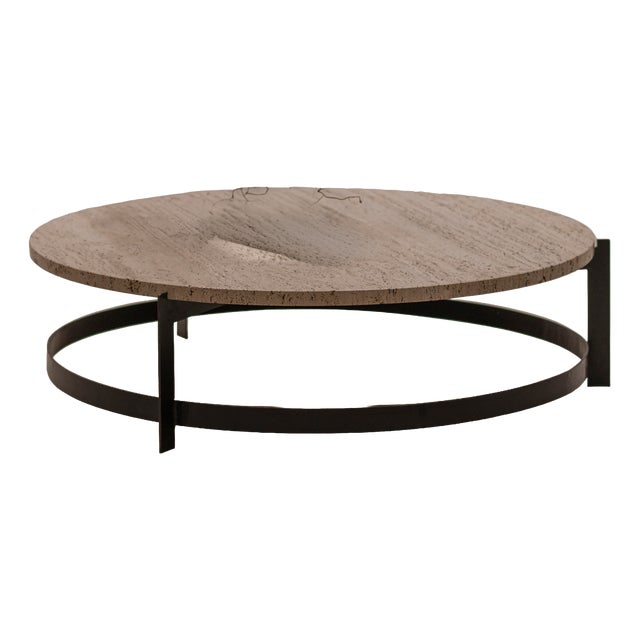 Large Vintage Travertine Coffee Table, 1970s For Sale