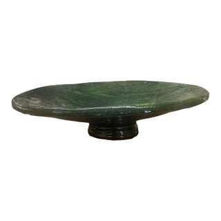 Vintage Moroccan Hand-Glazed Emerald Tamegroute-Style Bowl For Sale