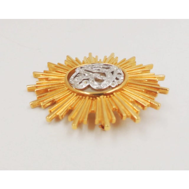 Modern Vintage Signed Monet "Burst" Rhinestone Brooch For Sale - Image 3 of 6
