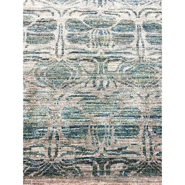 Green Handwoven Modern Ikat Area Rug 9’3″ X 11’10” For Sale - Image 8 of 12