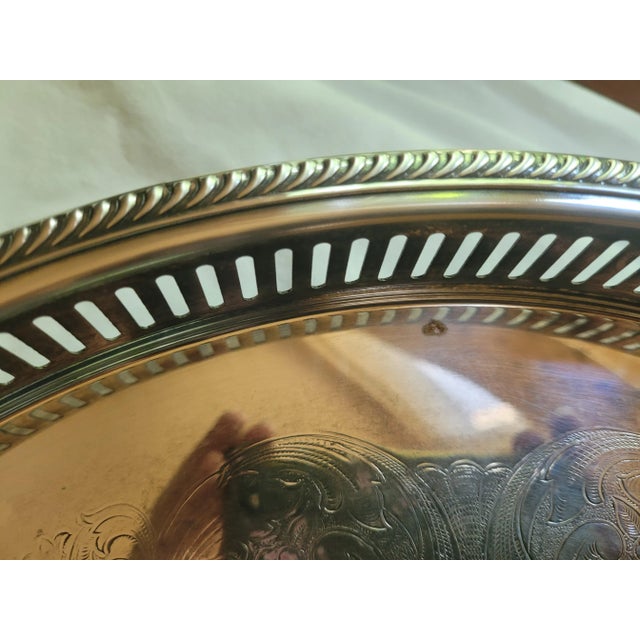 Vintage Silver Plated Ornate Platter Serving Tray For Sale In Atlanta - Image 6 of 7