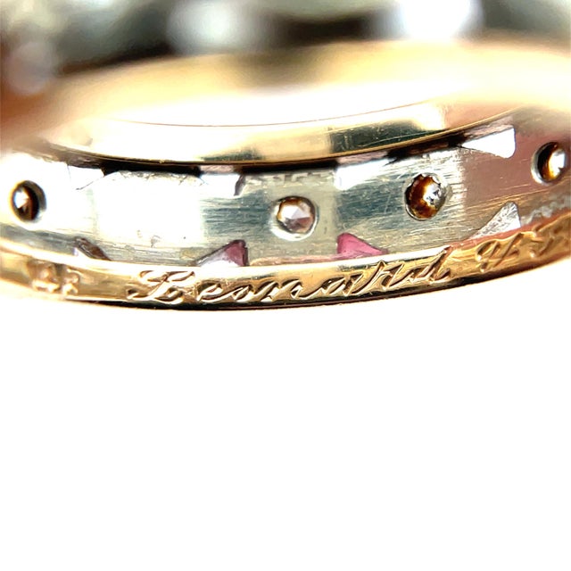 Gold Vintage 14k Two Tone Gold Diamond Milgrain Ring, Size 4.75 For Sale - Image 8 of 10