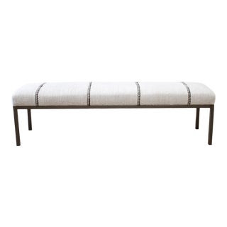 Custom Made Iron Bench Upholstered in an Vintage Turkish Hemp Rug For Sale