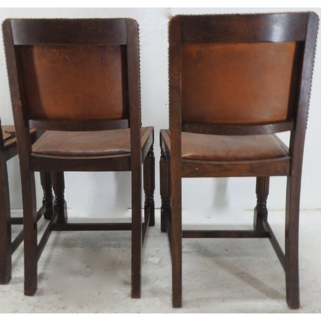 Brown Early 19th Century English Oak Chairs With Leather Seats For Sale - Image 8 of 11