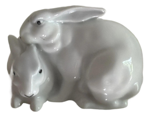 Gerold Porzellan 2 Playful White Bunnies Vintage Figurine - Bavaria, Germany