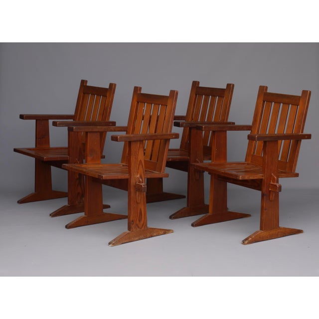 Oregon Pine Armchairs, 1930s, Set of 4 For Sale - Image 4 of 18