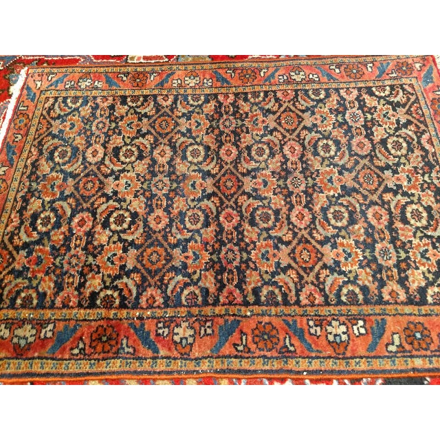 Textile Antique Persian Farahan Accent Rug, Hand-Knotted Wool, Allover Herati Pattern, Navy & Red, 2x3 For Sale - Image 7 of 10