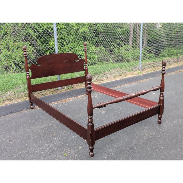 1950s 1950s Mid Century Colonial Full Size Pineapple Four Post Bedframe For Sale - Image 5 of 12