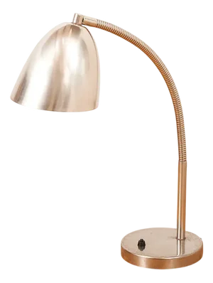 Table Lamp Base and Shade in Sheet Metal & Rod Gooseneck Pressure Switch on the Base from Le Phare Lausanne