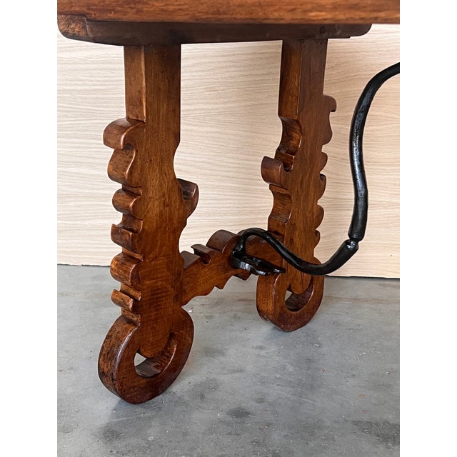 Brown 19th Century Ebonized Baroque Spanish Side Table With Lyre Legs For Sale - Image 8 of 10