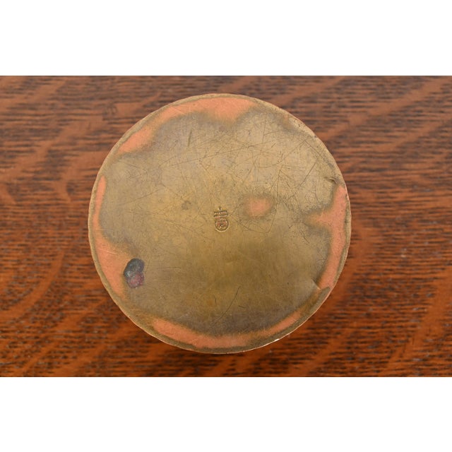 Roycroft Arts & Crafts Hammered Brass Over Copper Inkwell For Sale - Image 9 of 12