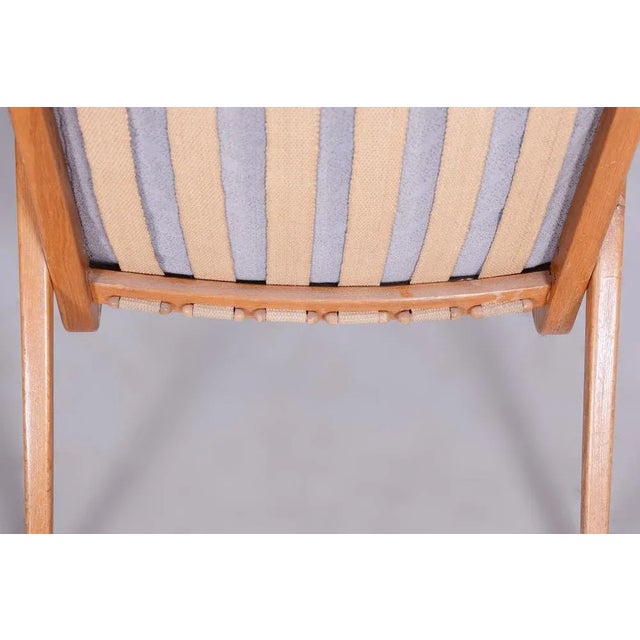 Wood Mid-Century Czech Grey Armchair in Oak by Jan Vanek, 1950s For Sale - Image 7 of 13