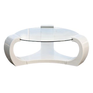 White Lacquered Triskelion Scroll Coffee Table For Sale