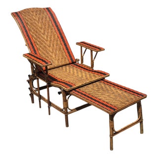 French Riviera Chaise Lounge in Bamboo and Rattan, 1910 For Sale