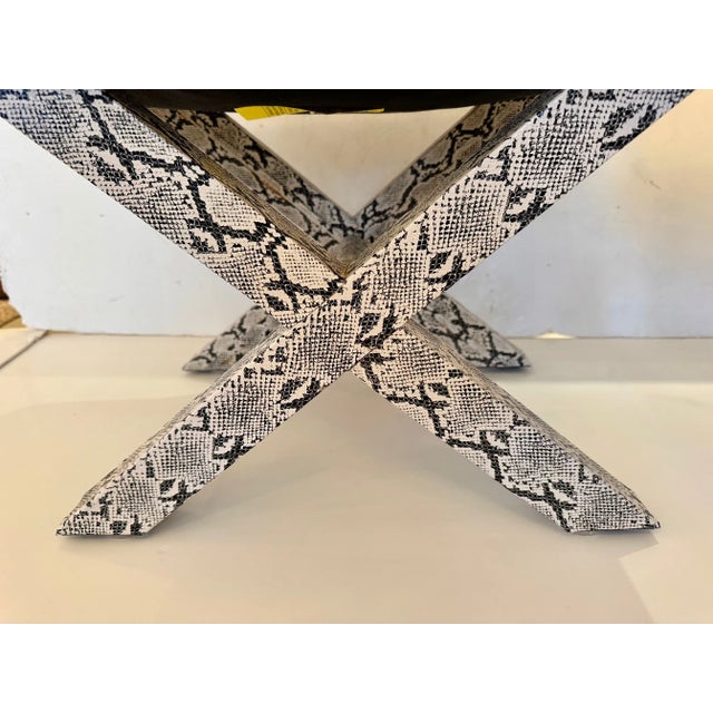 Billy Baldwin Style Faux Python Benches -A Pair | Chairish