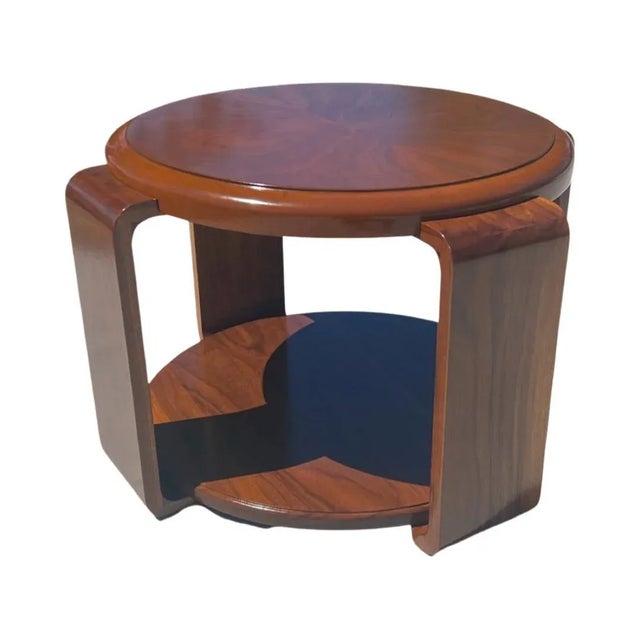 1940s Mid Century Vintage Art Deco Streamline Waterfall Coffee Table Restored 1940s in Burl Solid Walnut For Sale - Image 5 of 9