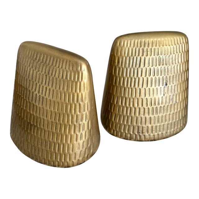 Mid Century Modern Ben Seibel Jenfredware Textured Wedge Bookends Vintage MCM For Sale