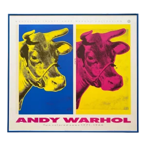 Andy Warhol Estate Vintage 1989 First Edition Lithograph Print Framed Pop Art Poster " Two Colored Cows " 1971, 1966