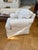 Baker Hollywood Regency Suite C1990: Tufted Chesterfield Sofa, Tufted Barrel Club Chair, Rolled-Arm Club Chair For Sale - Image 14 of 16