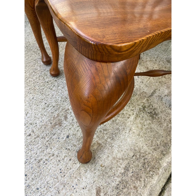 Wood Solid Oak Windsor Style Dining Chairs- Set of 6 For Sale - Image 7 of 8
