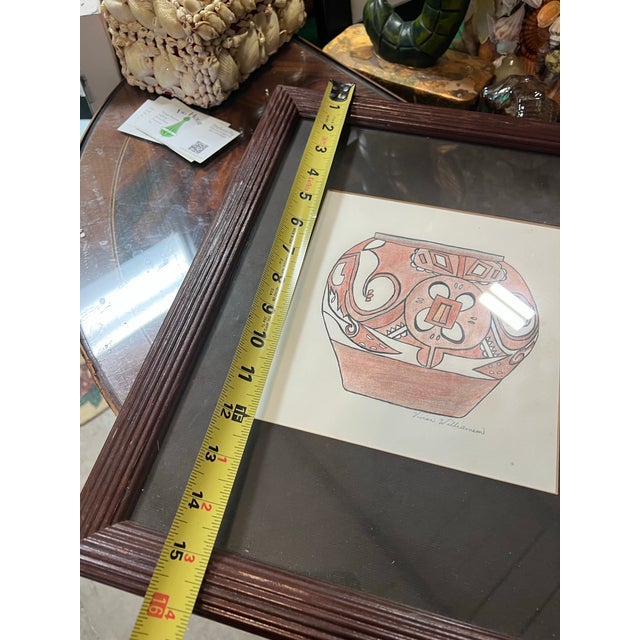 Pink 1970s Framed Minimalist Drawing of a Vase For Sale - Image 8 of 8