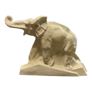Vintage Crackle Glazed Lejan Art Pottery Figural Dolly Elephant Statue