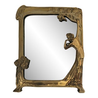 Vintage Art Nouveau Lady in the Mirror For Sale