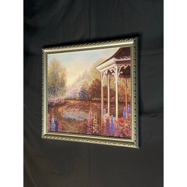 Framed Garden Gazebo Landscape Artwork For Sale - Image 4 of 6