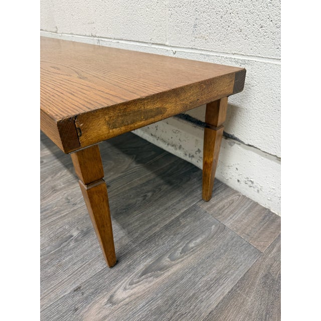 Vintage Mid Century Modern 84 Inch Solid Oak Bench For Sale - Image 12 of 12