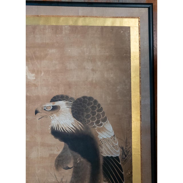 18th Century 18th Century Japanese Edo Period Kano School Watercolor Painting of a Hawk For Sale - Image 5 of 15
