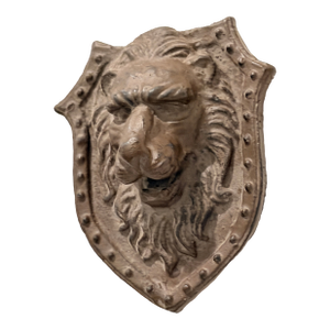 Antique-Style Cast Iron Lion Shield Wall Plaque