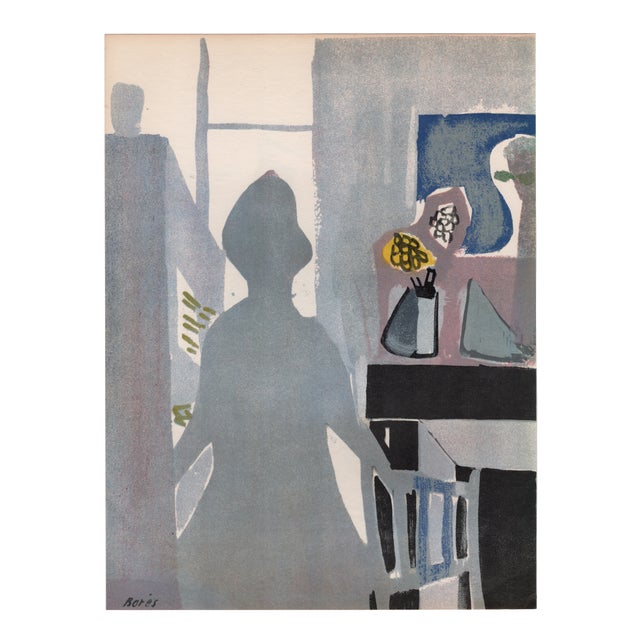 Marcel Gromaire, The Woman in Blue & Figures in the Street, 1953, Lithograph For Sale