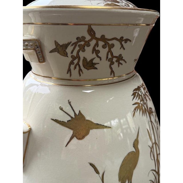 19thC Chinoiserie Antique Davenport Porcelain Staffordshire Aesthetic Movement Covered Jar For Sale In Philadelphia - Image 6 of 18