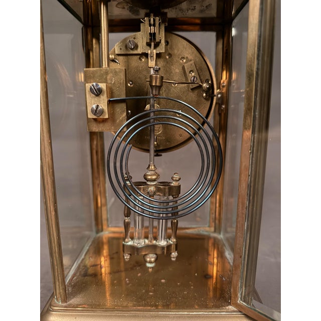 Late 19th Century French Crystal Regulator Clock With Brass Case, Circa 1890 For Sale - Image 14 of 17