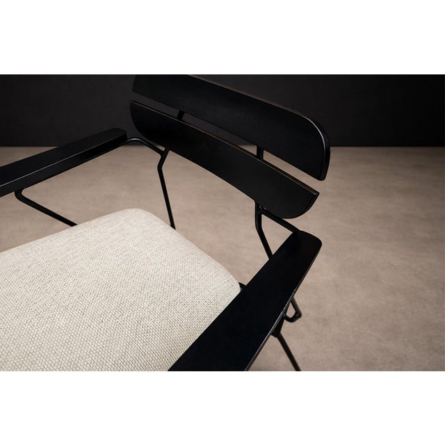 Black Armchairs in Ebonized Wood & Metal, Carlo Hauner, 1950s For Sale - Image 8 of 16