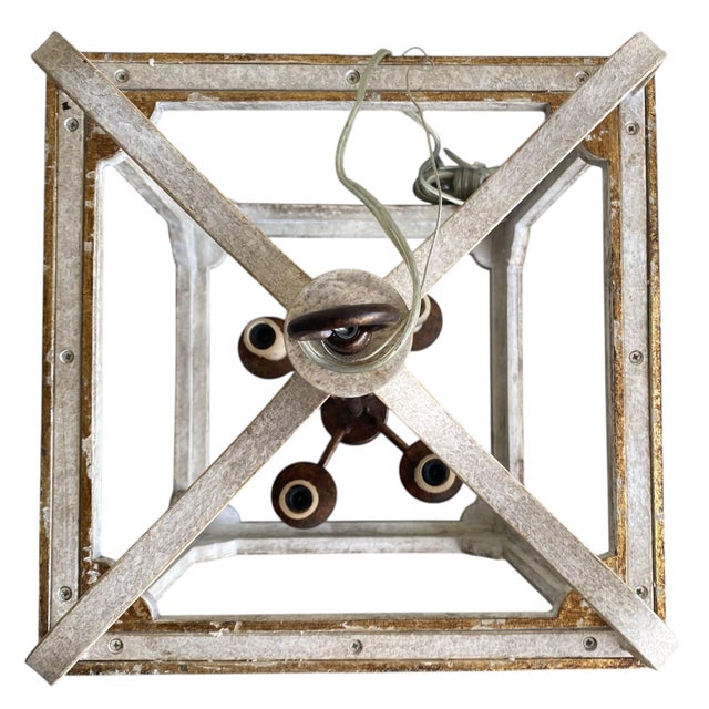 2020s Nadia Cube Petite Chandelier With Gilded Ash Patina – 14" Lantern For Sale - Image 5 of 10