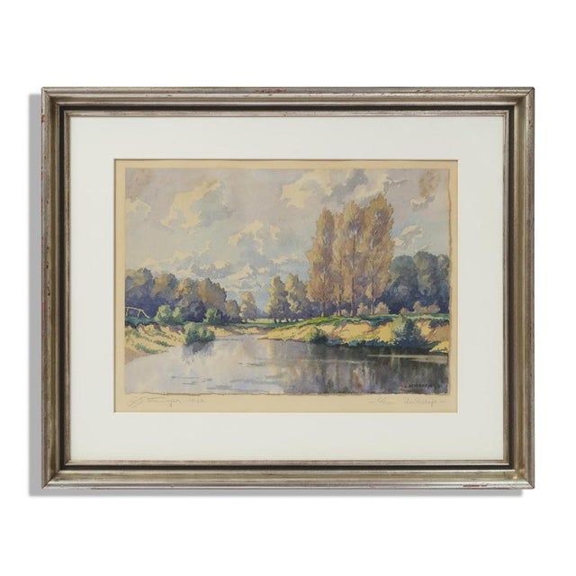 Carl Determeyer, Emslandschaft, Watercolor, Framed For Sale - Image 4 of 4