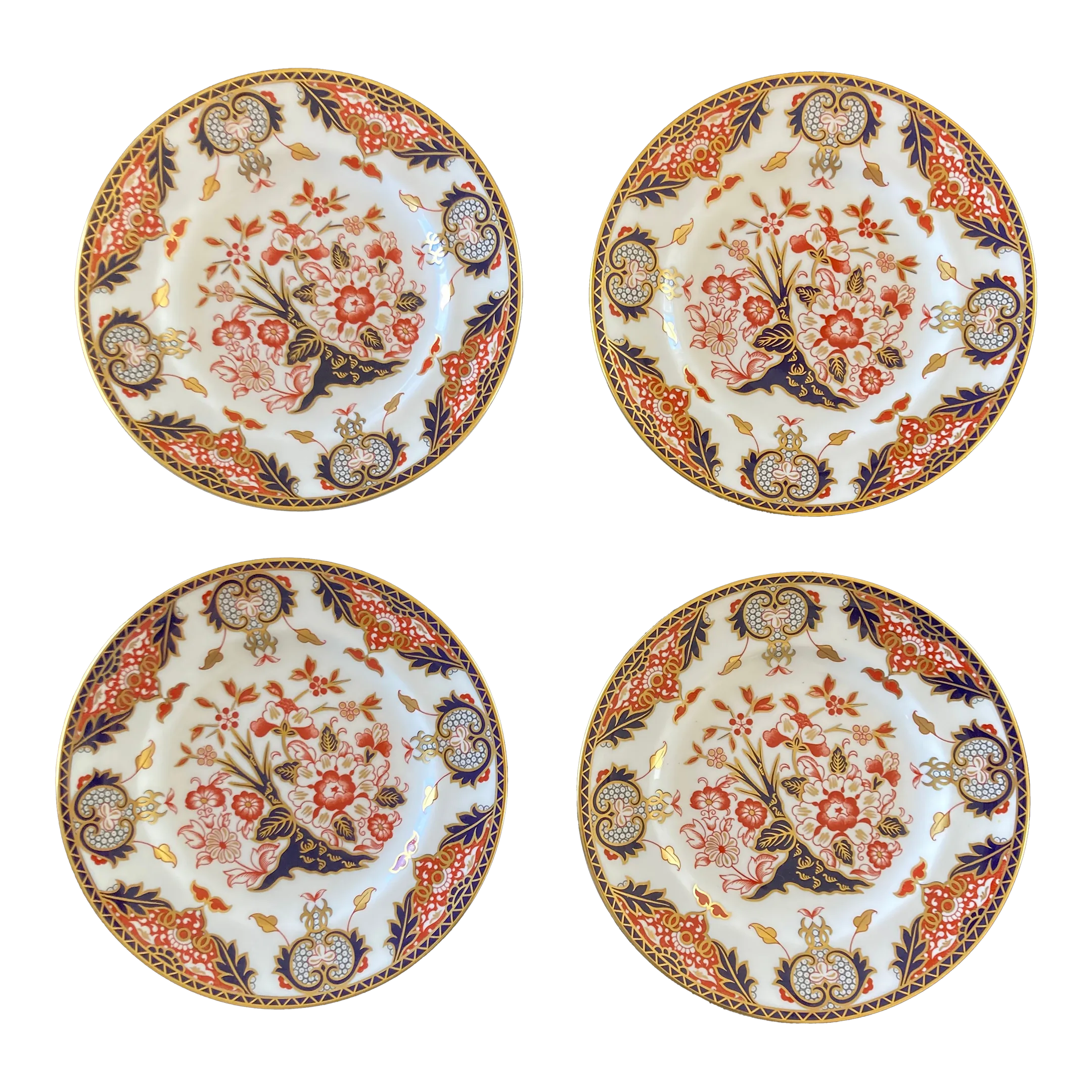 Set of Dinner Plates in Classic Imari Style English Bone China