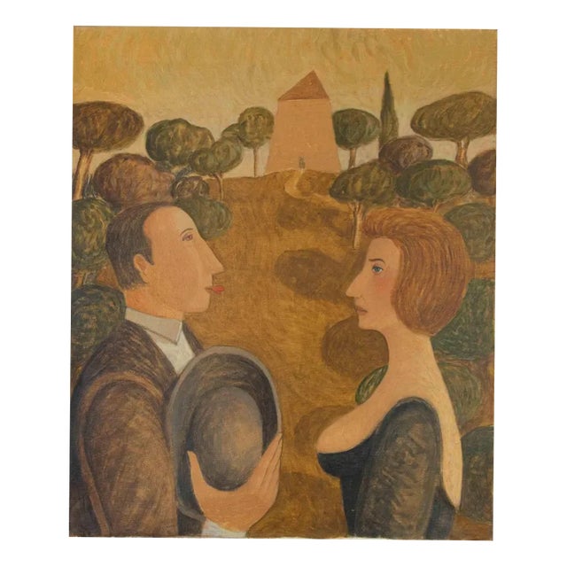 Alberto Gallerati, Marriage Proposal, Oil on Canvas, 1970s For Sale