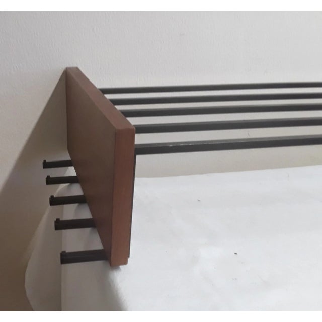 Contemporary intage Minimalist VWardrobe with Black Metal Frames on Teak Holders, 1970s For Sale - Image 3 of 8