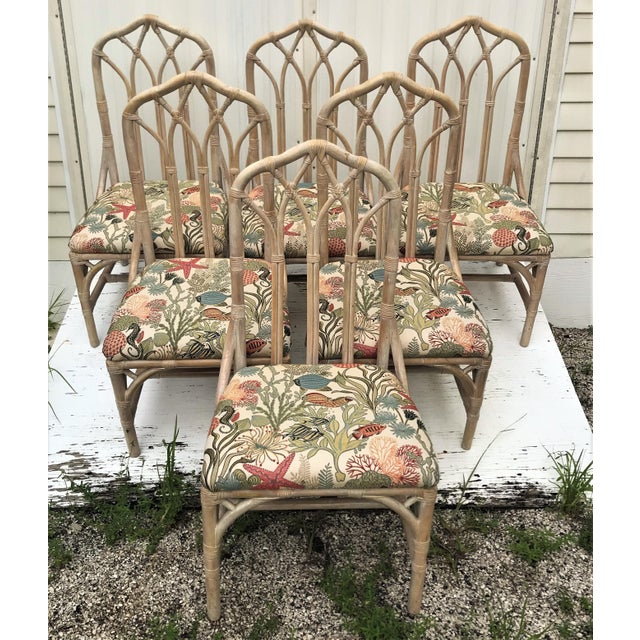 20th Century Boho Chic Henry Link Rattan Dining Set 7 Pieces Chairish