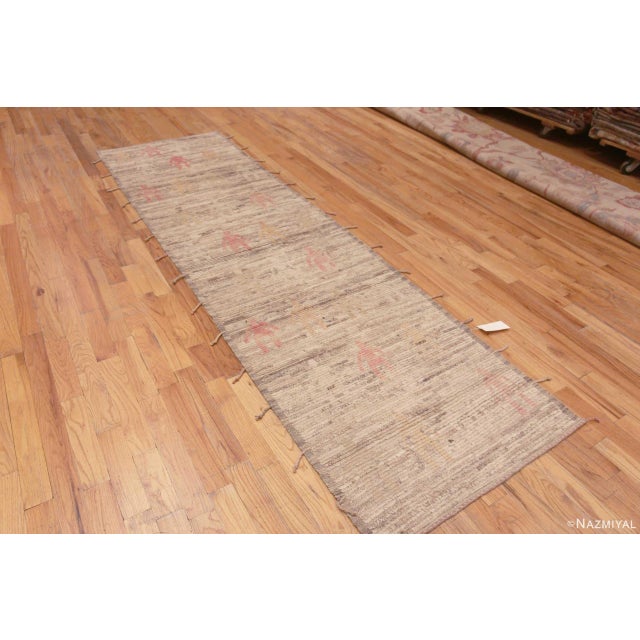 Amazing Artistic Tribal Primitive Ghotsy People Design Runner Rug, Country of origin: Central Asia, Circa date: Modern...