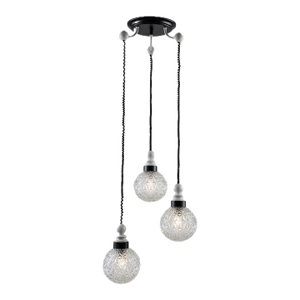 Authentic Mid-Century Italian Crystal Cluster Chandelier – Faceted Spherical Glass, 1960s Modern Lighting