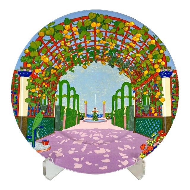 Vintage 1990's Villeroy and Boch Charger Plates “Jardins Français" #4 Parrot Design For Sale