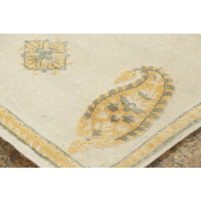 Contemporary Block Print Paisley Natural Silk Rug by Rug & Kilim, India For Sale In New York - Image 6 of 9