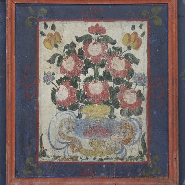 19th Century Antique Rustic Farmhouse Painted Bridal Cabinet, 1863 For Sale - Image 5 of 16