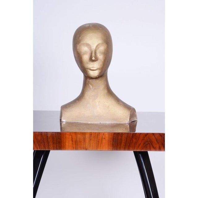 Gold Mid-Century Modern Bust in Patinated Plaster, Czech, 1960s For Sale - Image 8 of 9