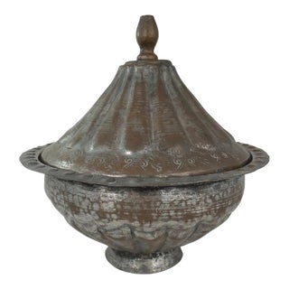 Antique Copper Pedestal Bowl For Sale