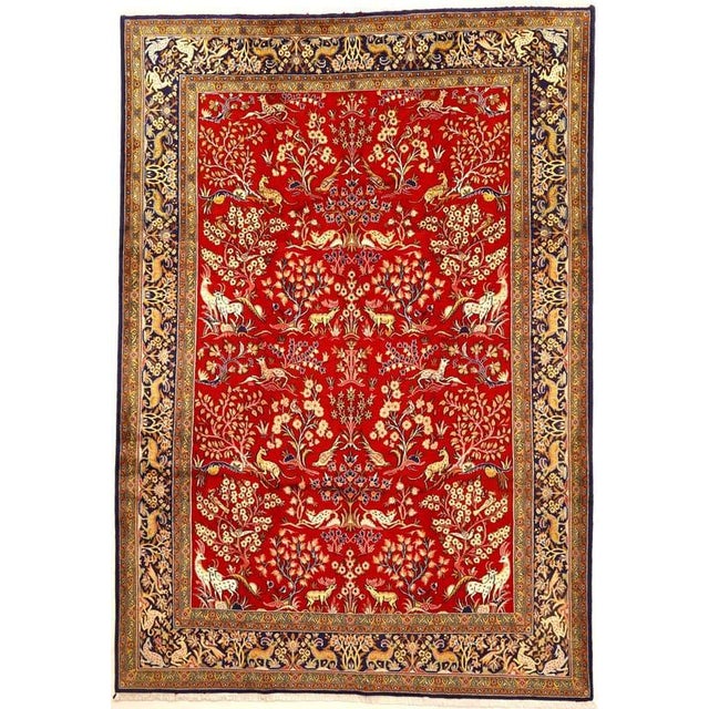 Middle Eastern Rug in Wool and Silk For Sale - Image 3 of 6