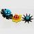 Glass Kenzo Black, Blue and Yellow Acrylic Floral Dangle Earrings For Sale - Image 7 of 7